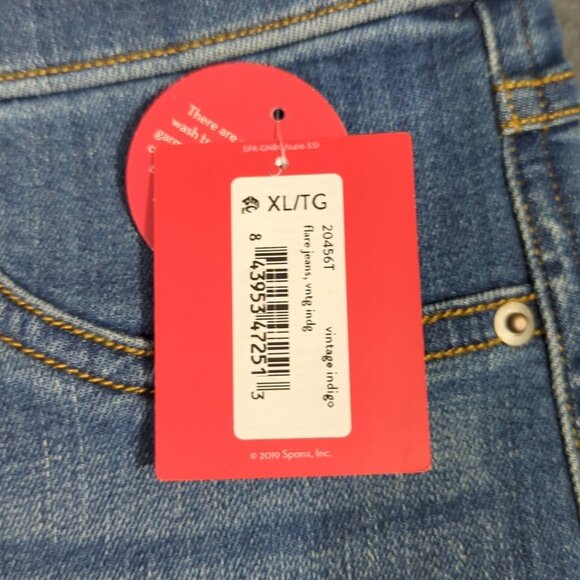Spanx Jeans Women's XL Tall Blue EveryWear Flare Pull On Denim Wide Leg NWT - Picture 6 of 14